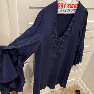 Lilly Pulitzer dress. Smooth satin material with embellishment. Very flowy!